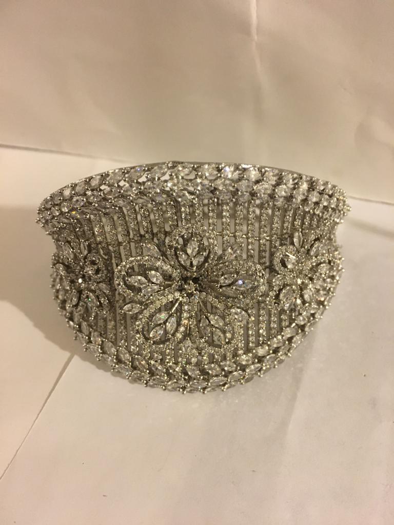 Silver band with dimond stones