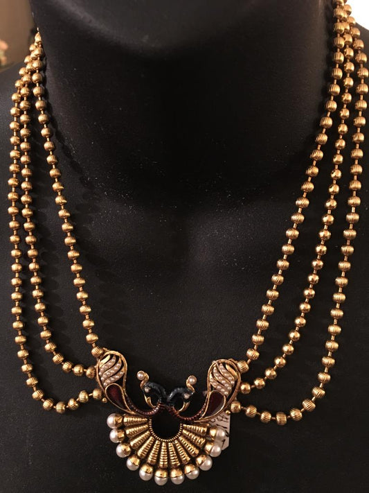 Peacock Beauty Golden Necklace Set