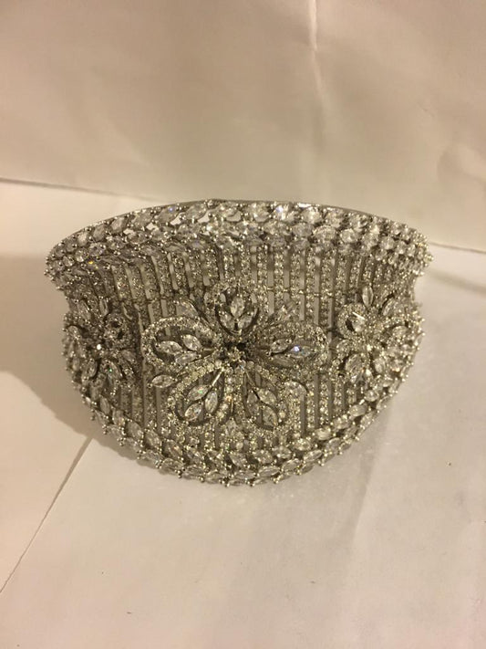 Silver band with dimond stones