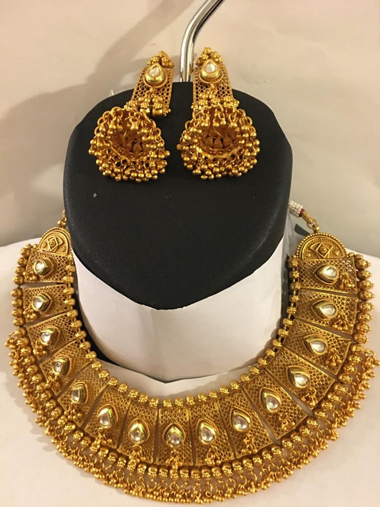 Kundan Gold Plated Necklace and Earrings Set