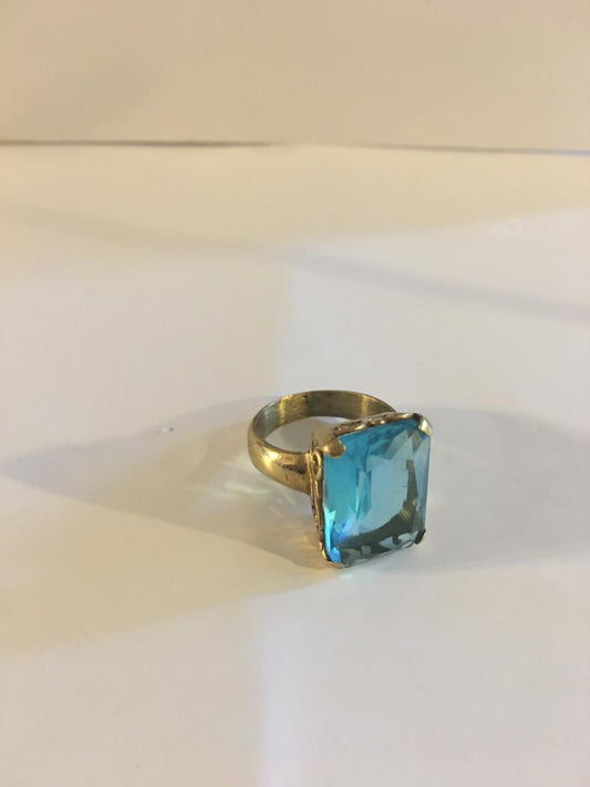 Blue Topaz in Yellow Gold Plated Ring