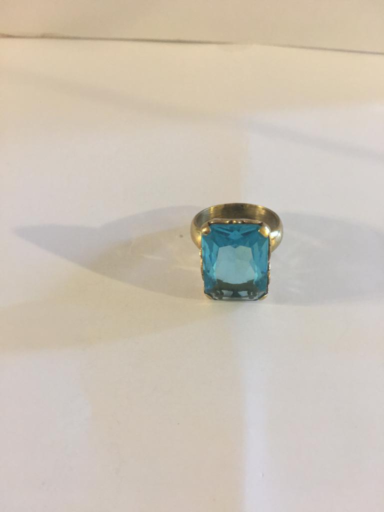 Blue Topaz in Yellow Gold Plated Ring