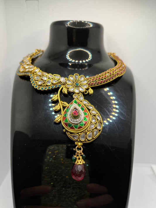 Gold Plated Polki Necklace